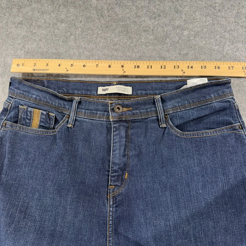 Levis 512 Perfectly Slimming Straight Leg Jeans Womens Dark Wash Denim Blue